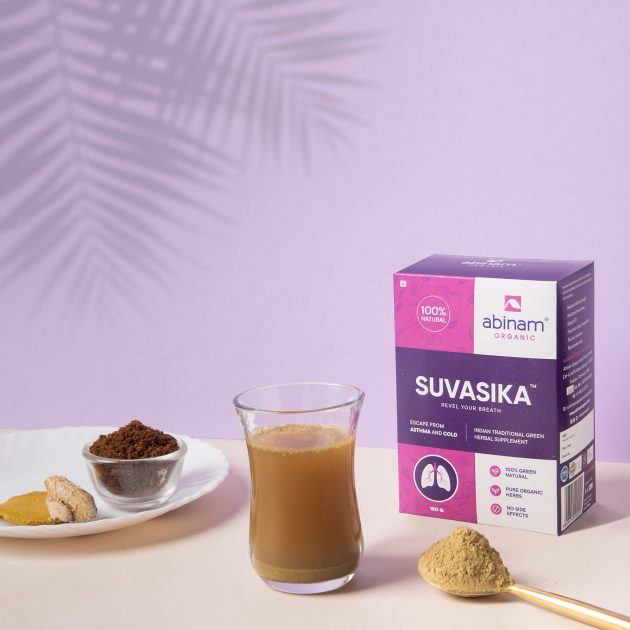 A glass of all natural suvasika for breathing
